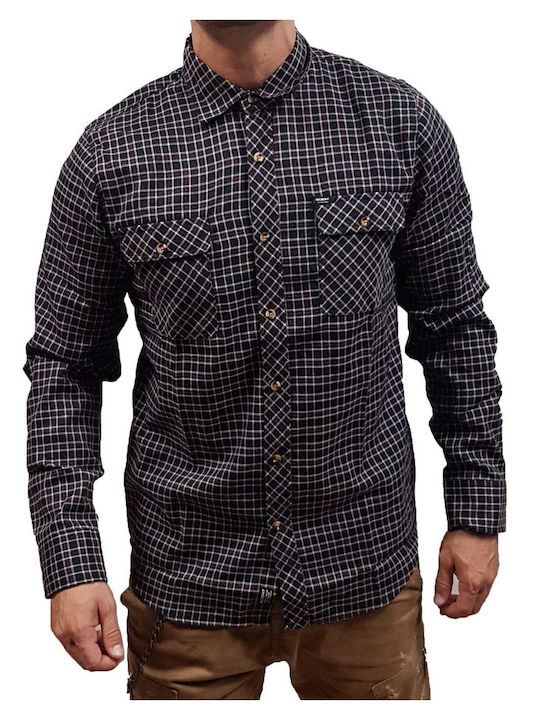 Long Sleeve Checked Shirt White / Black