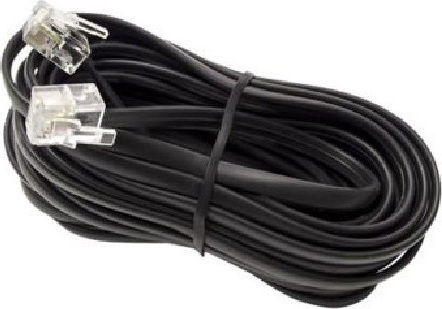 Central Flat Telephone Cable RJ11 6P4C 15m Black (01-01-81/Χ)