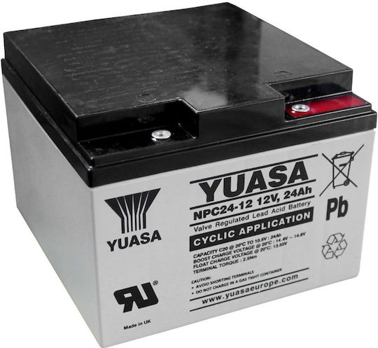 Yuasa NPC24-12 Μπαταρία UPS με Χωρητικότητα 24Ah και Τάση 12V