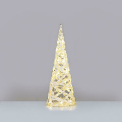 Aca Christmas Decorative Illuminated Fabric Tree Cone 60cm IP20 Battery White