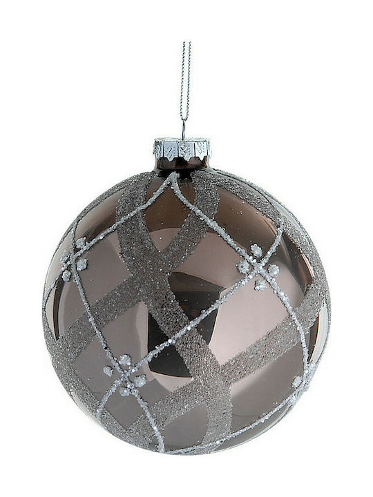 Hanging Ball Ornament Ornament Glass Brown 10cm
