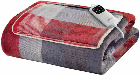 Imetec Adapto Velvet Tartan Semi Double Electric Washable Blanket with Timer Multicolour 150W 110x150cm