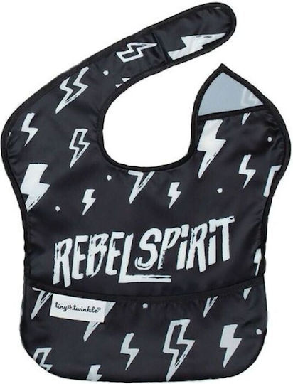 Tiny Twinkle Rebel Spirit Wasserdicht Lätzchen Kunststoff mit Bügelverschluss und Schlaufe & Tasche Schwarz