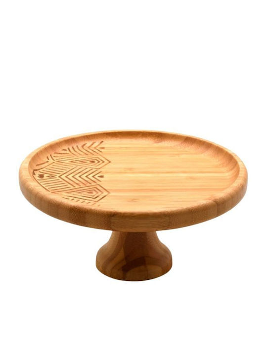 Brown Wooden Pedestal Cake Stand Casa 21x21cm