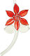 Hanging Ornament Flower Acrylic Red 14cm