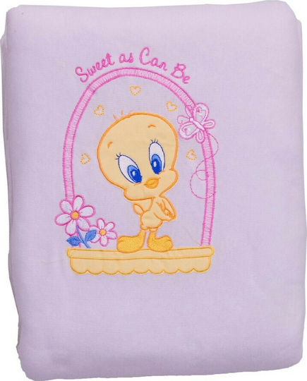 Baby Oliver Κουβέρτα Κούνιας Baby Looney Tunes 28 Βαμβακερή Ροζ 100x140εκ.