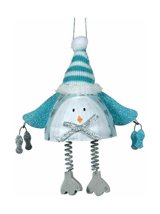 Hängendes Ornament Vogel Metallisch Hellblau 12cm