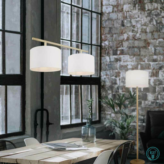 Trio Lighting Korba Ρυθμιζόμενο Κρεμαστό Φωτιστικό Μπεζ Ράγα με Ντουί E27 105x40x150εκ.