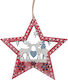 Hanging Ornament Star Wooden Red 14x14cm
