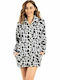 Koyote Women's Winter Fleece Pajama Robe Black/White