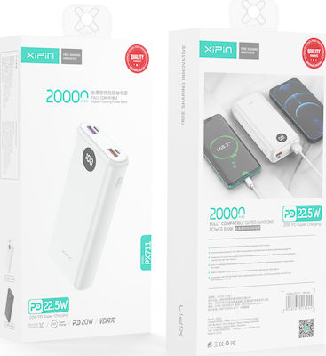 Power Bank Xipin PX711 20000mAh 22.5W με Γρήγορη Φόρτιση και USB-C Λευκό