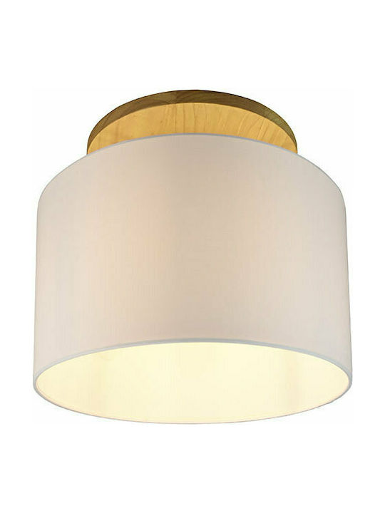 Trio Lighting Korba Κλασική Ξύλινη Πλαφονιέρα Οροφής με Ντουί E27 σε Μπεζ χρώμα 40cm