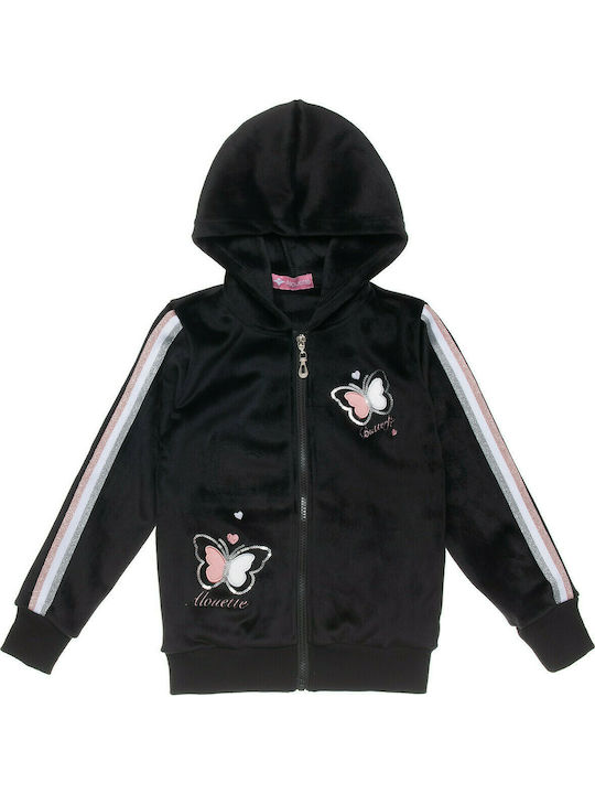 Alouette Girls Hooded Cardigan with Zipper Black