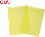 Deli Transparent File Folder with Button for A4 Sheets Yellow 231.