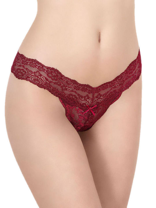 Milena by Paris Women's Lace String Red