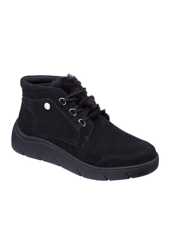 Scholl La Thuile Suede Γυναικεία Μποτάκια Μαύρα