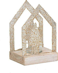 Espiel Trees Christmas Wood Candlestick 16.5x11cm