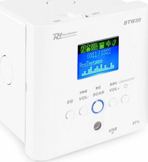 Power Dynamics BTW30 Priză Amplificator fără Cadrul Incorporat 2x15Watt, Bluetooth, FM, USB, Mp3 în culoarea Alb 100VS979 952.480