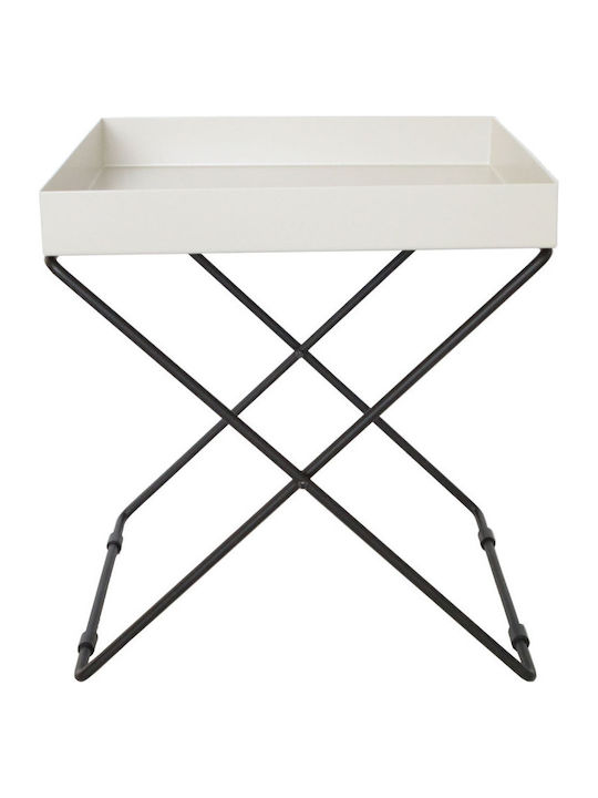 Log Square Metal Side Table Λευκό L40xW40xH44cm