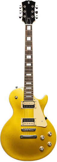 Stagg Standard Series Elektrische Gitarre Einfacher Schnitt mit HH Tonabnehmerkonfiguration Gold