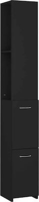 vidaXL Floor Bathroom Column Cabinet L25xD25xH170cm Black