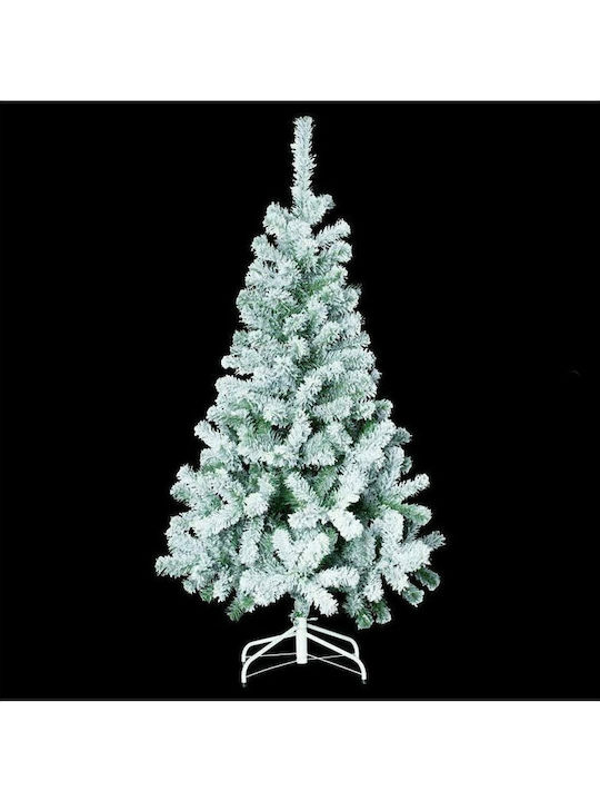 Sapin Floque Snowy Christmas Green Tree with Metallic Base H210cm