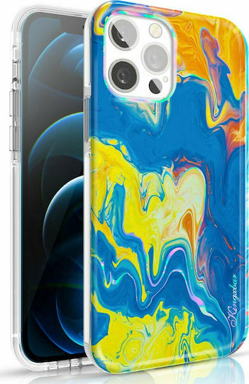 Kingxbar Watercolor Series Back Cover Silicone Yellow/Blue (iPhone 12 / 12 Pro)