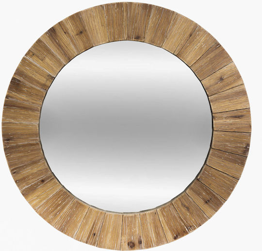 Atmosphera Wall Mirror with Coffee Wooden Frame Diameter 83cm 1pcs