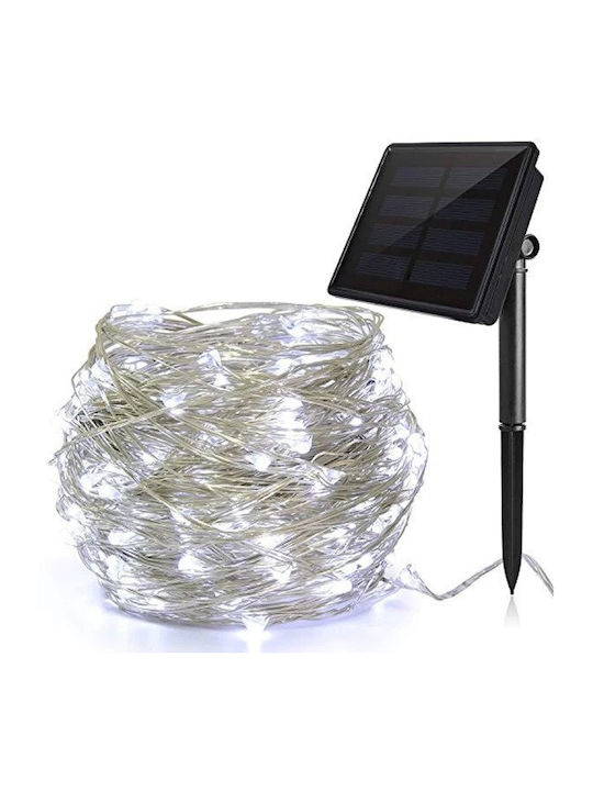 200 Λαμπάκια LED 20μ. Ψυχρό Λευκό Ηλιακά σε Σειρά