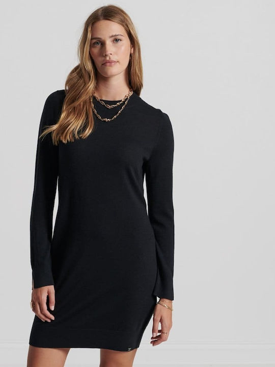 Superdry Studios Merin Mini All Day Φόρεμα Πλεκτό Μαύρο