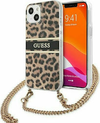 Guess Hardcase Strap Umschlag Rückseite Kunststoff Leopard with Gold Strap (iPhone 13 Mini) GUHCP13SKBCLE