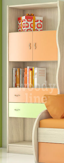 Kids Wooden Bookcase Samos 2 Orange 80x35x190cm