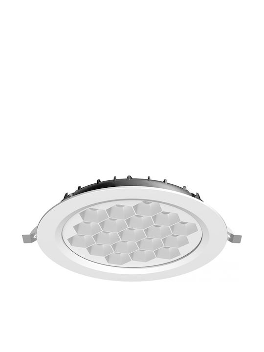 Elvhx Στρογγυλό Χωνευτό LED Panel 34.5W με Ψυχρό Λευκό Φως 6500K 21.6εκ.