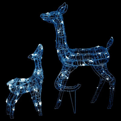 vidaXL Christmas Plastic Outdoor Illuminated Reindeer Figure White Electric 2pcs