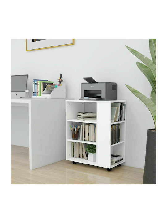 vidaXL Office Storage Cabinet Wooden with Wheels White 60x35x75cm