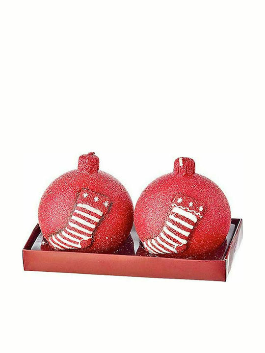 JK Home Decoration Christmas Red Candle 8cm 2pcs