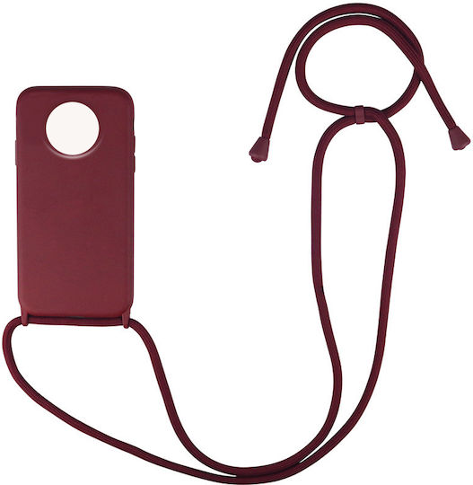 Sonique Carryhang Back Cover Silicone 0.5mm with Strap Burgundy (Redmi Note 9T)