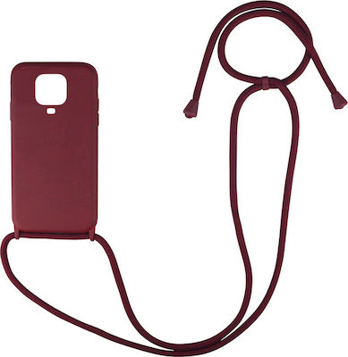 Sonique Carryhang Back Cover Silicone 0.5mm with Strap Burgundy (Redmi Note 9S / 9 Pro / 9 Pro Max)