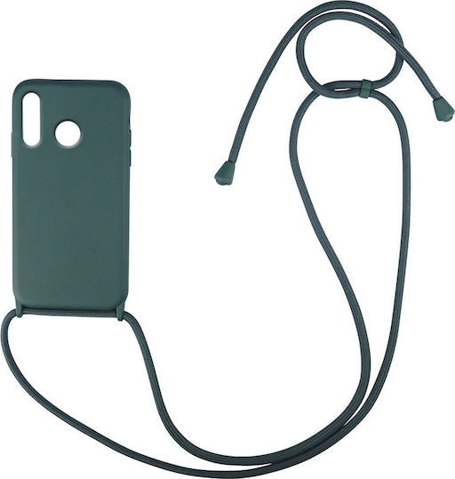 Sonique Carryhang Umschlag Rückseite Silikon 0.5mm mit Band Dark Green (Huawei P30 Lite)