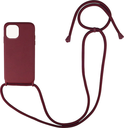 Sonique CarryHang Back Cover Silicone 0.5mm with Strap Burgundy (Xiaomi Mi 11 Lite / 11 Lite 5G / 11 Lite 5G NE)