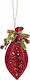 Hanging Ornament Tear Plastic Red with Sequins 16cm Set 6pcs