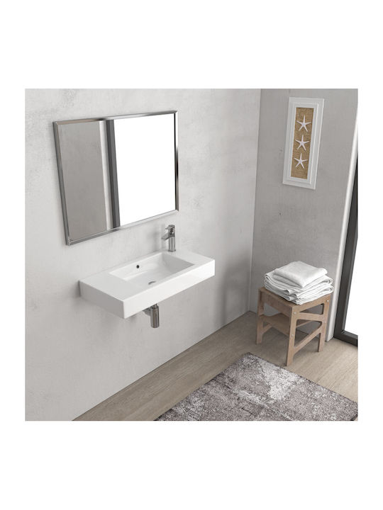 Esvit Minos Aufgesetztes Waschbecken Porzellan 70x36x10cm Weiß