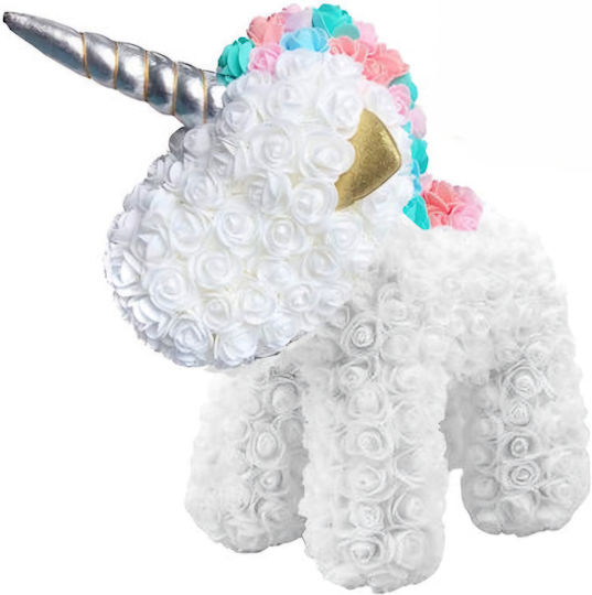 Einhorn aus künstlichen Rosen Weißer 40cm