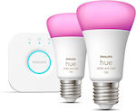 Philips Starter Kit Smart LED Bulbs 9W for Socket E27 and Shape A60 RGBW 806lm Dimmable 2pcs