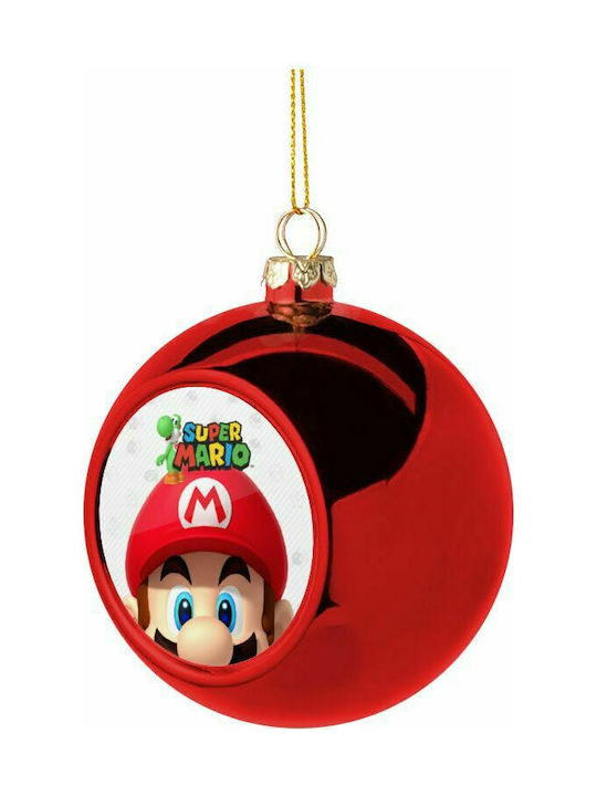 Super Mario, Ornament de Crăciun pentru Pomul de Crăciun, Roșu, 8cm