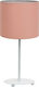 VK Lighting Metall Tischlampe für Fassung E27 mit Rosa Schirm und Silber Basis