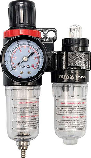 Yato YT-2384 Ρυθμιστής Αερίου με Μανόμετρο, Υδατοπαγίδα & Ελαιολιπαντήρα 1/4''