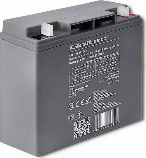Qoltec Baterie UPS cu Capacitate 18Ah și Tensiune 12V 53047 1buc