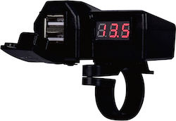 Cartech Motorradladegerät 3.4A mit Anschlüssen: 2xUSB mit Voltmeter 29650