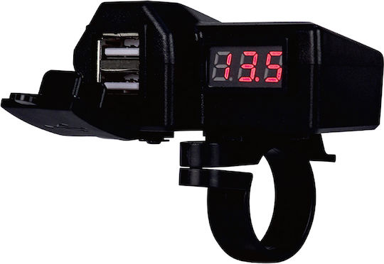 Cartech Φορτιστής Μοτοσυκλέτας 3.4A με Θύρες: 2xUSB με Βολτόμετρο